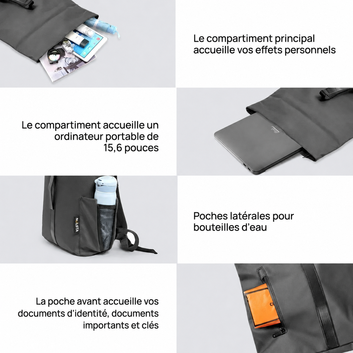 Sac à Dos Ordinateur Antivol 15,6 Pouces | Léger & Multi-Poches 22L