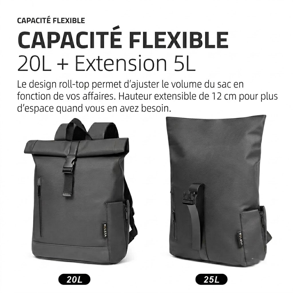 Sac à Dos Ordinateur Antivol 15,6 Pouces | Léger & Multi-Poches 22L