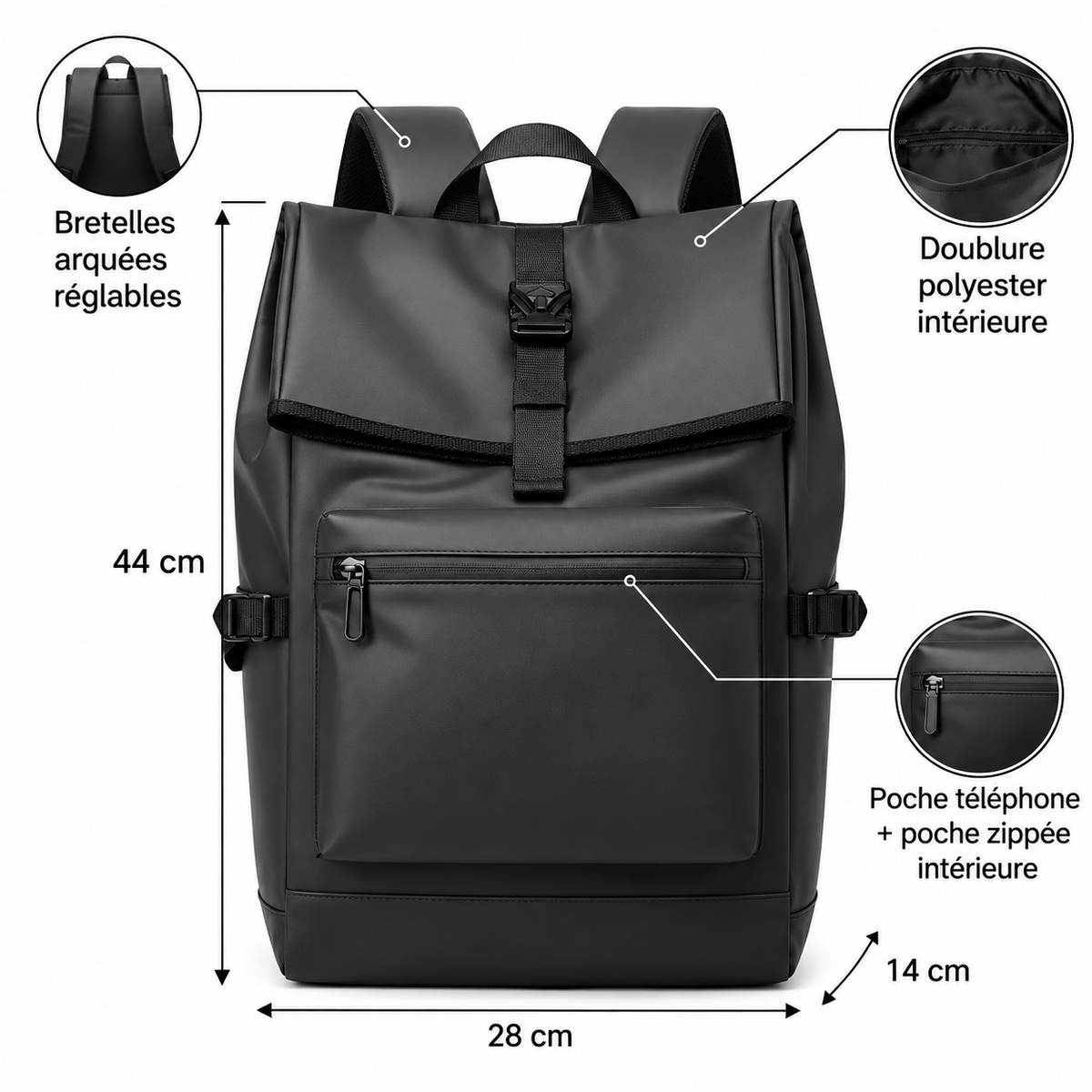 Sac à dos ordinateur urbain | Grande capacité : 20 à 35 litres